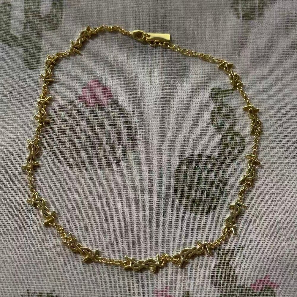 Saint Laurent Gold Logo Chain Necklace - Picture 1 of 6